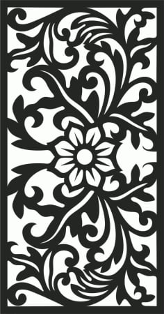 Flowery Home Front Steel Grill Panel Design DXF File