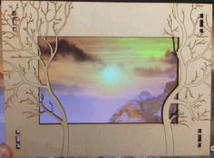 Forest Photo Frame Laser Cutting Template DXF File