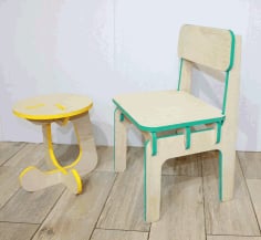 Furniture Children Stool and Highchair Free DXF File