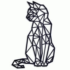 Geometric Cat Wall Art Laser Cut Free CDR File