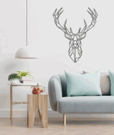 Geometric Stag Wall Art Modern Deer Wall Decor Laser Cut CDR File