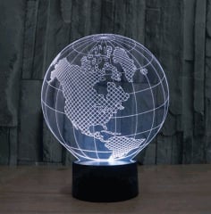 Globe Illusion Lamp CNC Laser Engraving Free CDR Vectors File