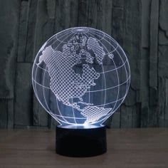 Globe Illusion Lamp CNC Laser Engraving Free Vector CDR File