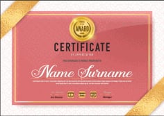 Gold Award Certificate of Appreciation Vector File