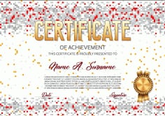 Gray Pixelated Certificate of Achievement Template Illustrator Vector File