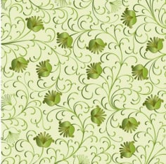 Green Damask Floral Background Free Vector