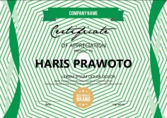 Green Stripes Certificate of Appreciation Template Design Free Vector