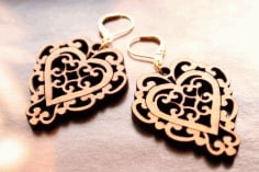 Heart Earrings or Pendant CDR and DXF File