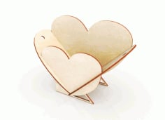 Heart Shape Flower Basket Template 3mm Laser Cut CDR File