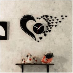 Heart Shape Panel Wall Clock Laser Cut Engraving CDR File