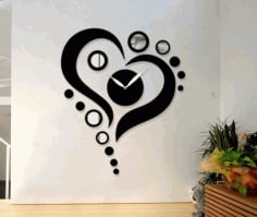 Heart Shape Wall Clock Laser Cut CDR File