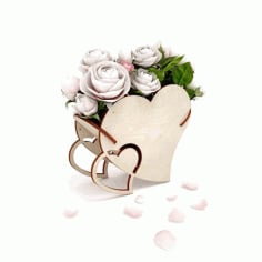 Heart Shaped Flower Basket Template Laser Cut CDR File