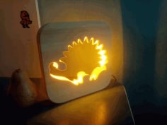 Hedgehog Night Light CNC Router Plans Laser Cut Design CDR File