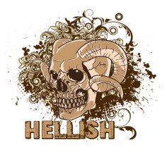 Hellish Skull Face 3D T Shirt Printing Design for free Laser Engraving Vector File