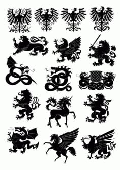 Heraldry Animals Vector Set Free CDR Vectors File