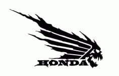 Honda Wing Skull Decal Sticker DXF File