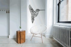 Hummingbird Wall Art Design Template DXF File