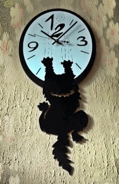 Insolent Cat Wall Clock Wall Decorative Room Design Laser Cut CDR File