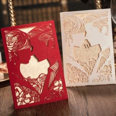 Invitation Card Couple Design Template Laser Cut CDR File