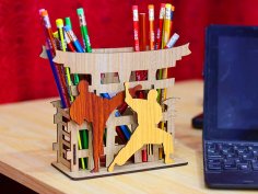 Karate Pencil Holder Template Laser Cut Pen Stand 3mm Vector File