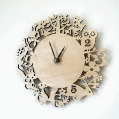 Kid Room Wall Clock Template Laser Cut Free Vector CDR File