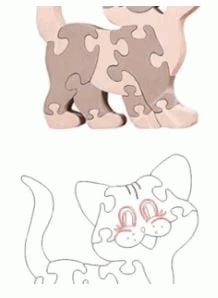 Kitten Laser Cut Puzzle Layout CDR File