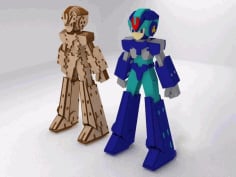 Laser Cut 3D Megamen Robot Puzzle CDR and DXF Vector File