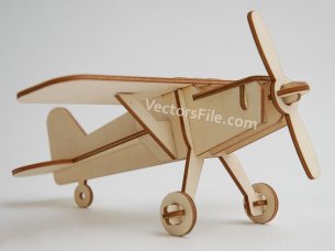 Laser Cut 3D Puzzle Airplane Toy Model Kit Vector File