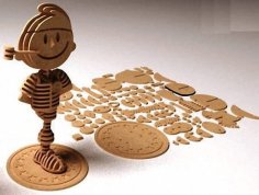 Laser Cut 3D Puzzle Character Model Vector File