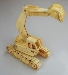 Laser Cut 3D Wooden Puzzle Excavator Model Plans PDF File