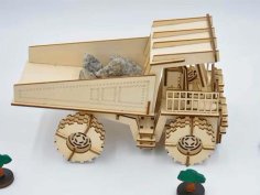 Laser Cut 3D Wooden Puzzle Mining Truck Model Vector File