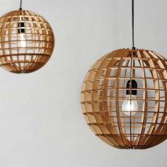 Laser Cut 3D Wooden Puzzle Pendant Light Lamp Hanging Wood Lamp CDR and DXF File