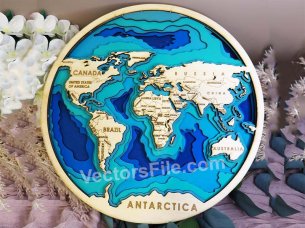 Laser Cut 3D World Map Multilayer Map Wall Art Frame