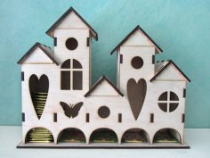 Laser Cut 5 Tower Tea House CDR File