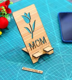 Laser Cut 8 March Womens Day Gift Phone Stand Mobile Stand For MOM DXF and CDR File