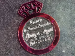 Laser Cut Acrylic Diamond Pendant Custom Name for Wedding and Engagement