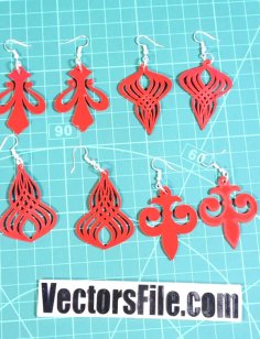 Laser Cut Acrylic Earring Design Set Red Acylic Jewelry Template CDR and SVG File