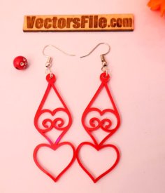 Laser Cut Acrylic Earring Heart Earring Acrylic Jewelry Template CDR and DXF File