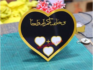 Laser Cut Acrylic Heart Shape Nikah Thumb Board Wedding Gift Template