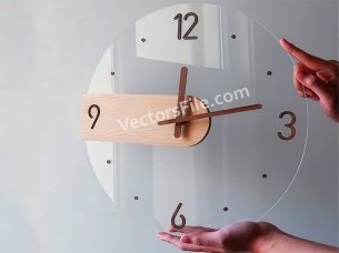 Laser Cut Acrylic with MDF Round Wall Clock Design Template
