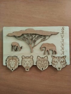 Laser Cut African Safari Key Hanger CDR File