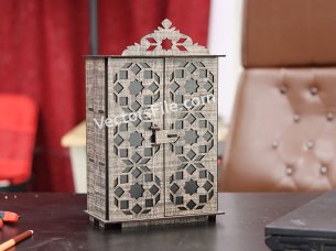 Laser Cut Almirah Makeup Organizer Shelf Jewelry Storage Box Template