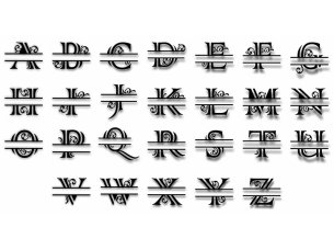 Laser Cut Alphabet Split Monogram Stylish Font Vector Design