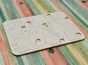 Laser Cut Animal Education Puzzle Board for Kids