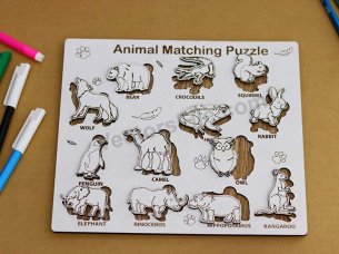 Laser Cut Animal Puzzle Board for Kids Educational Toy