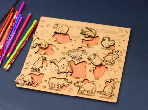 Laser Cut Animal Puzzle for Kids Learning Educational Toys