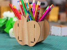 Laser Cut Apple Shape Pencil Holder Pen Stand 3mm Vector File