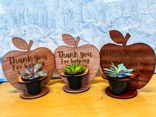 Laser Cut Apple Shaped Wooden Plant Holder Stand Template