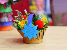 Laser Cut Basket Craft Paper Flower Basket Idea Vector File