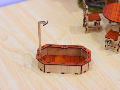 Laser Cut Bathtub Dollhouse Miniature Furniture Design 3mm Vector File